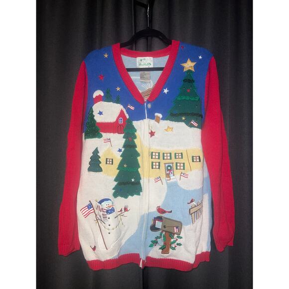 Ugly Christmas Sweater Xmas Cardigan Size Medium Vintage - Picture 1 of 3